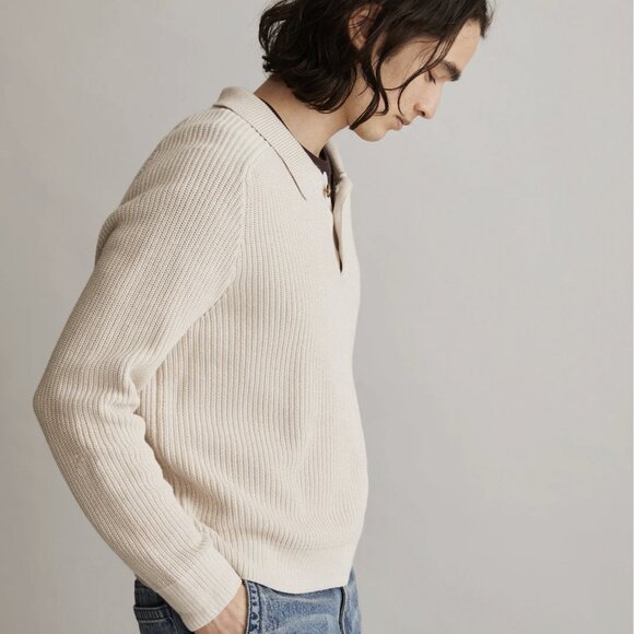 NEW MADEWELL Cotton-Linen Long-Sleeve Sweater Polo size XL - Picture 2 of 12